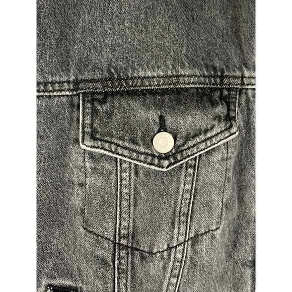 PacSun Sherpa Lined Denim Jean Jacket Womens Size Medium Large Black Moonstone - Picture 3 of 8